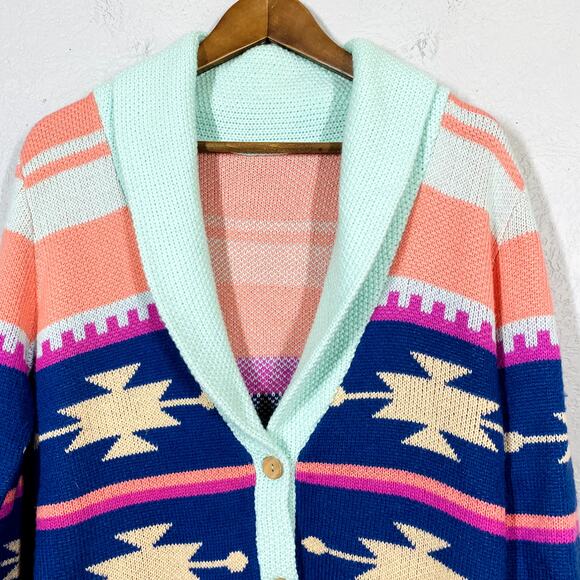 Ellison Button Front SW Cardigan Academic Coastal Grandma Pastel Cozy Soft - M - Picture 2 of 4